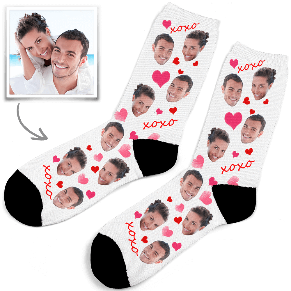Personalisierte Herz Gesicht auf Socken - XOXO