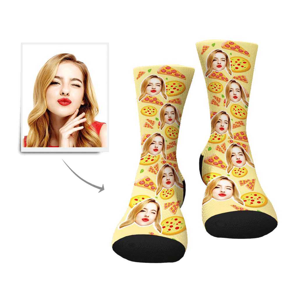 Benutzerdefinierte Pizza Muster Gesicht auf Socken