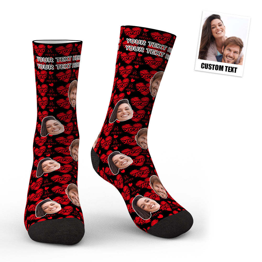 3d-vorschau: Benutzerdefinierte Gesichts-herz-socken – Xoxo - DePhotoBoxer