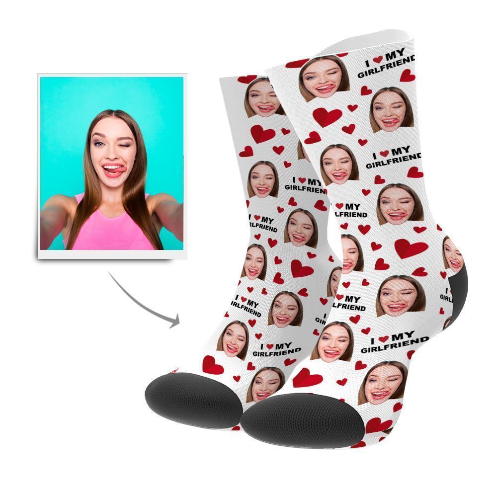 Benutzerdefinierte Socken, Personalisierte Liebes-herz-gesichtssocken, Fügen Sie Bilder Und Namen Hinzu - DePhotoBoxer
