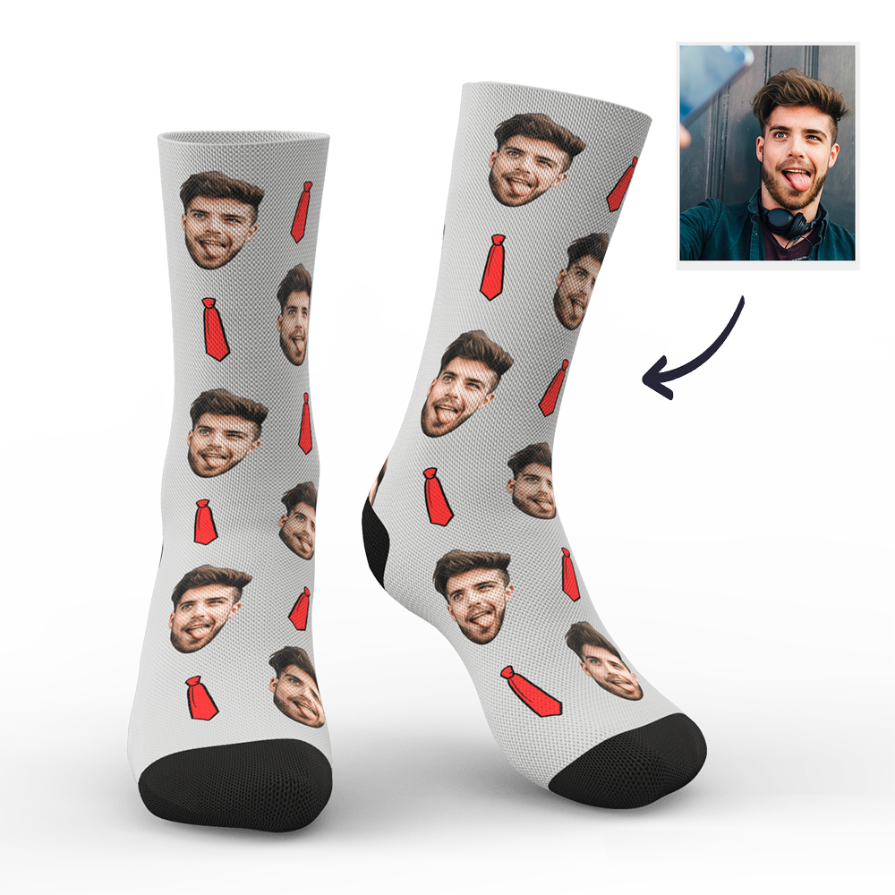 Individuelle Fotosocken Mit Roter Krawatte - DePhotoBoxer