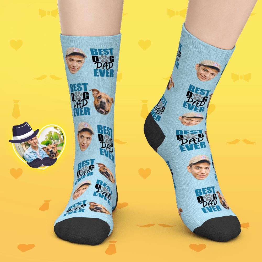 Geschenke für Papa, individuelle Gesichtssocken mit Bildern und Namen – Bester Hundevater aller Zeiten