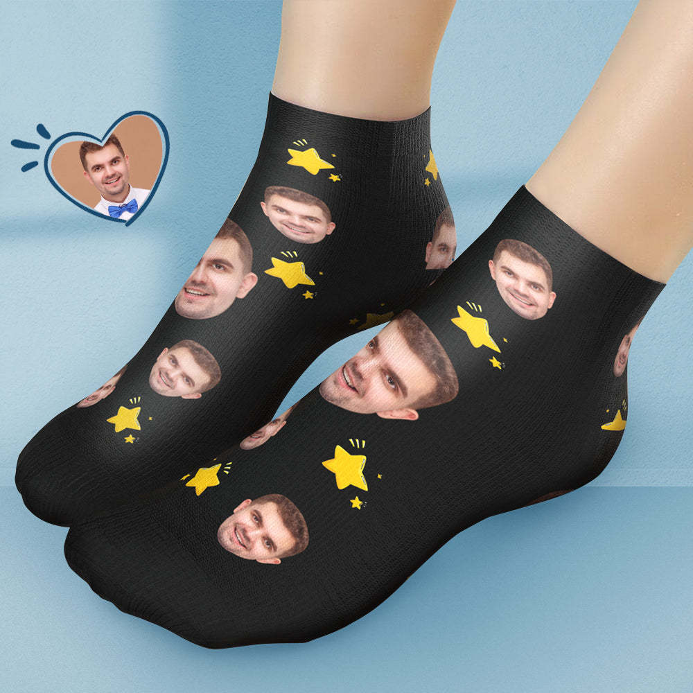Benutzerdefinierte kurze Gesicht Socken Personalisierte Foto Knöchel Socken Sommer Geschenke mit Stern