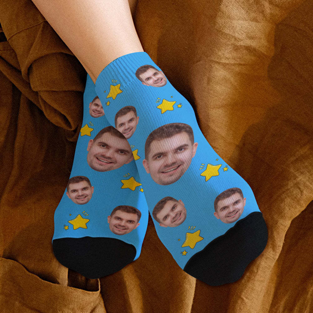 Benutzerdefinierte kurze Gesicht Socken Personalisierte Foto Knöchel Socken Sommer Geschenke mit Stern