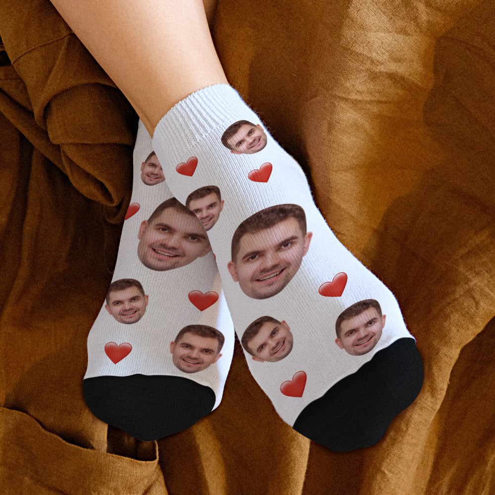 Benutzerdefinierte kurze Gesicht Socken Personalisierte Foto Knöchel Socken Sommer Geschenke mit Herz
