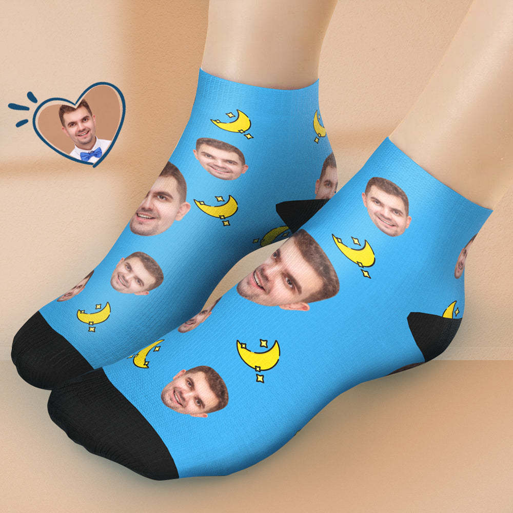 Benutzerdefinierte kurze Gesicht Socken Personalisierte Foto Knöchel Socken Sommer Geschenke mit Mond