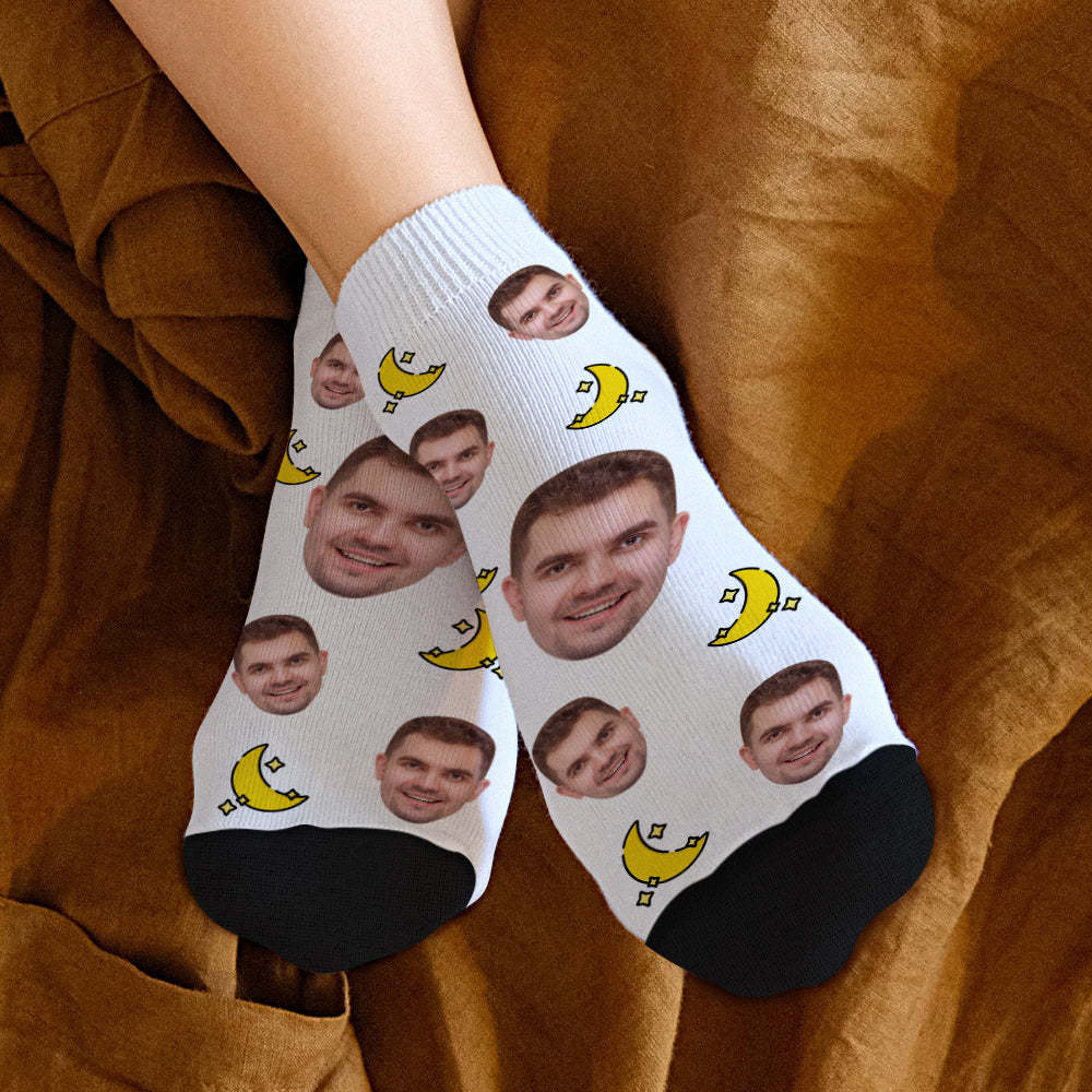 Benutzerdefinierte kurze Gesicht Socken Personalisierte Foto Knöchel Socken Sommer Geschenke mit Mond
