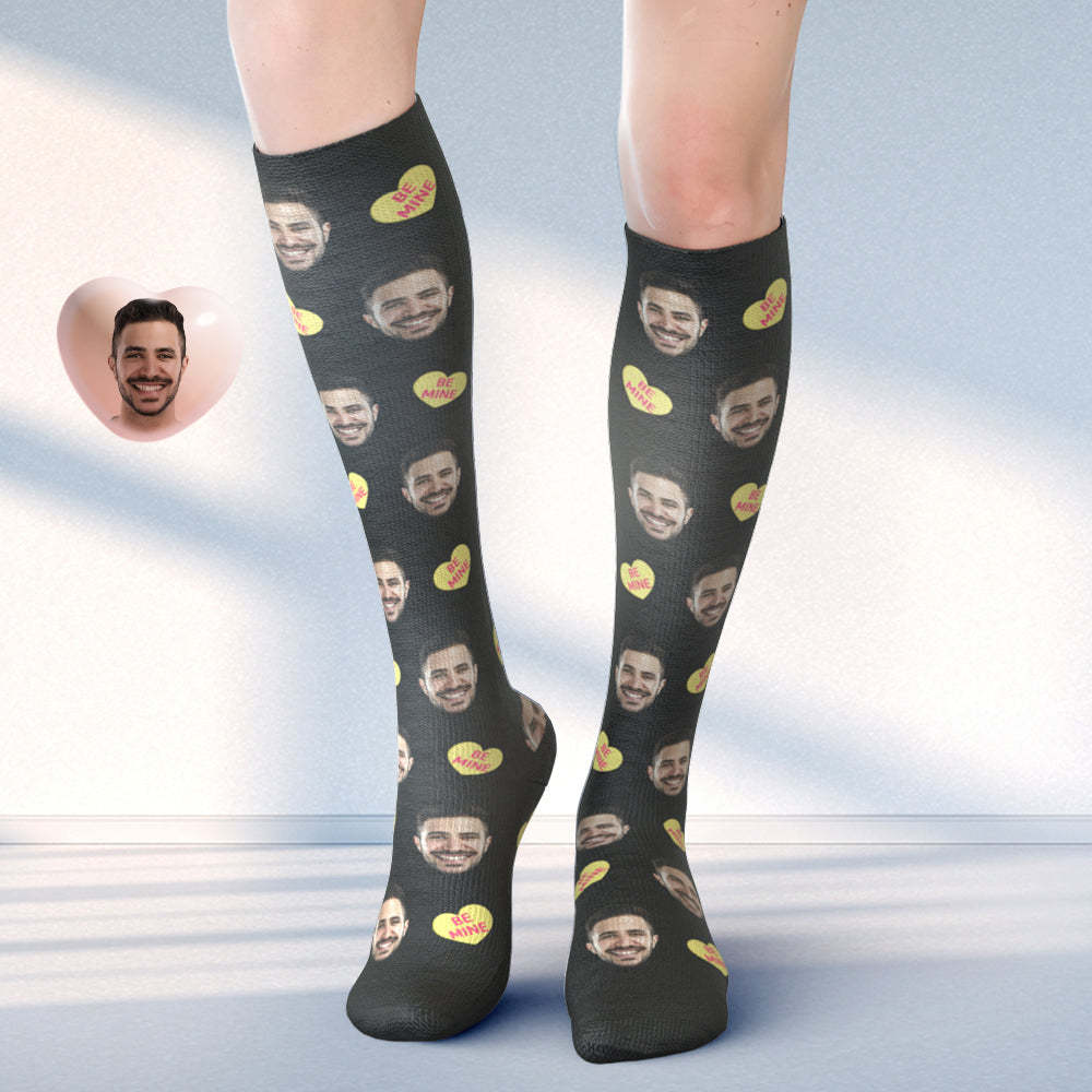 Benutzerdefinierte Gesicht Knie High Socks Personalisierte Foto Socken Be Mine