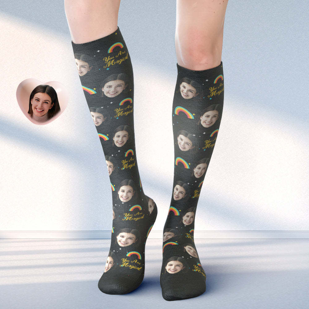 Benutzerdefinierte Gesicht Knie hohe Socken Personalisierte Foto Socken Sie sind magisch