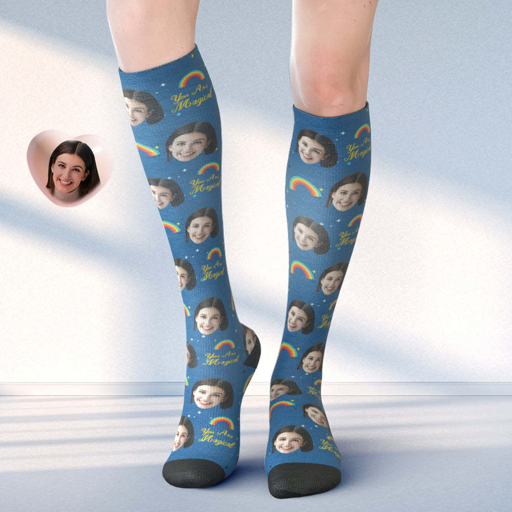 Benutzerdefinierte Gesicht Knie hohe Socken Personalisierte Foto Socken Sie sind magisch