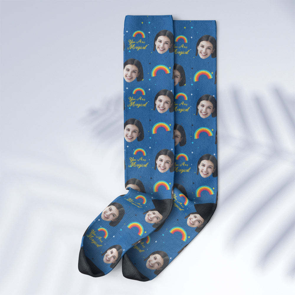 Benutzerdefinierte Gesicht Knie hohe Socken Personalisierte Foto Socken Sie sind magisch