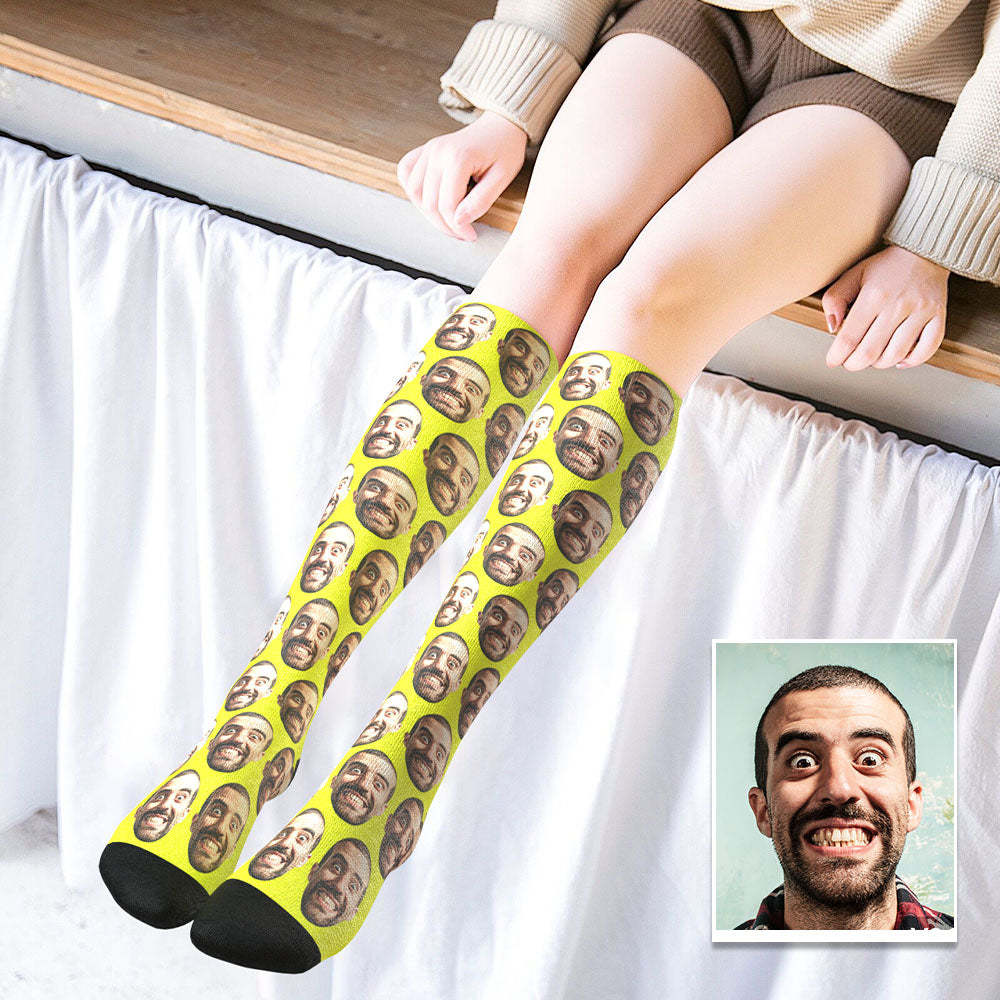 Maßgeschneiderte Kniehohe Gesichtssocken Sommersocken – Volles Gesichtsrosa - DePhotoBoxer