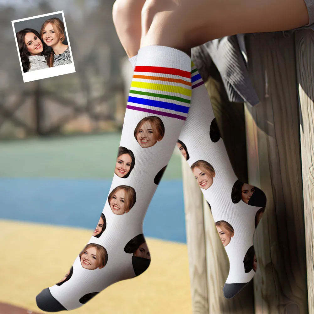 Benutzerdefinierte Kniehohe Gesichtssocken Sommersocken – Full Face Myfacesocks - DePhotoBoxer