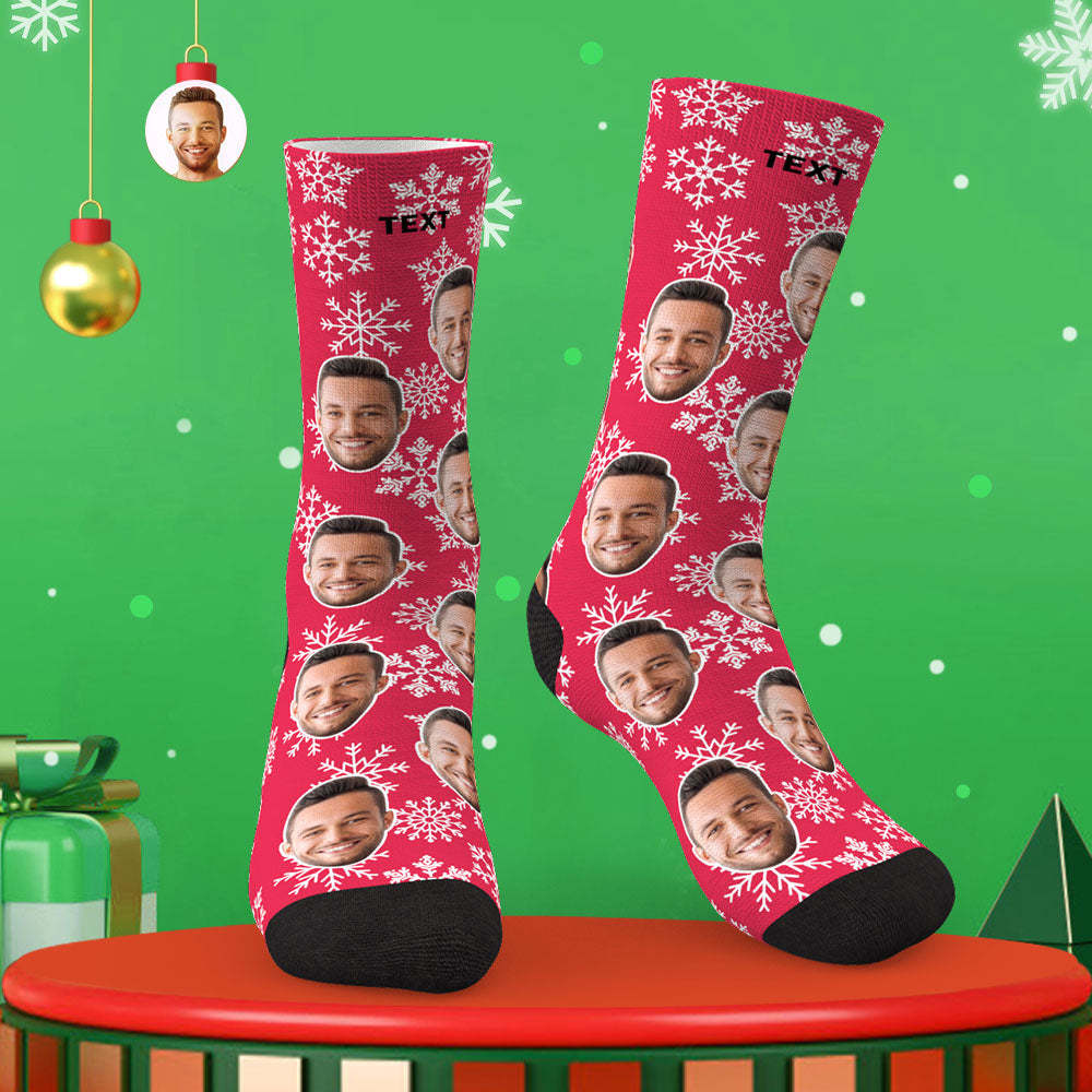 Benutzerdefinierte Gesicht Socken Personalisierte Foto Socken Weihnachtsgeschenk mit Schneeflocke