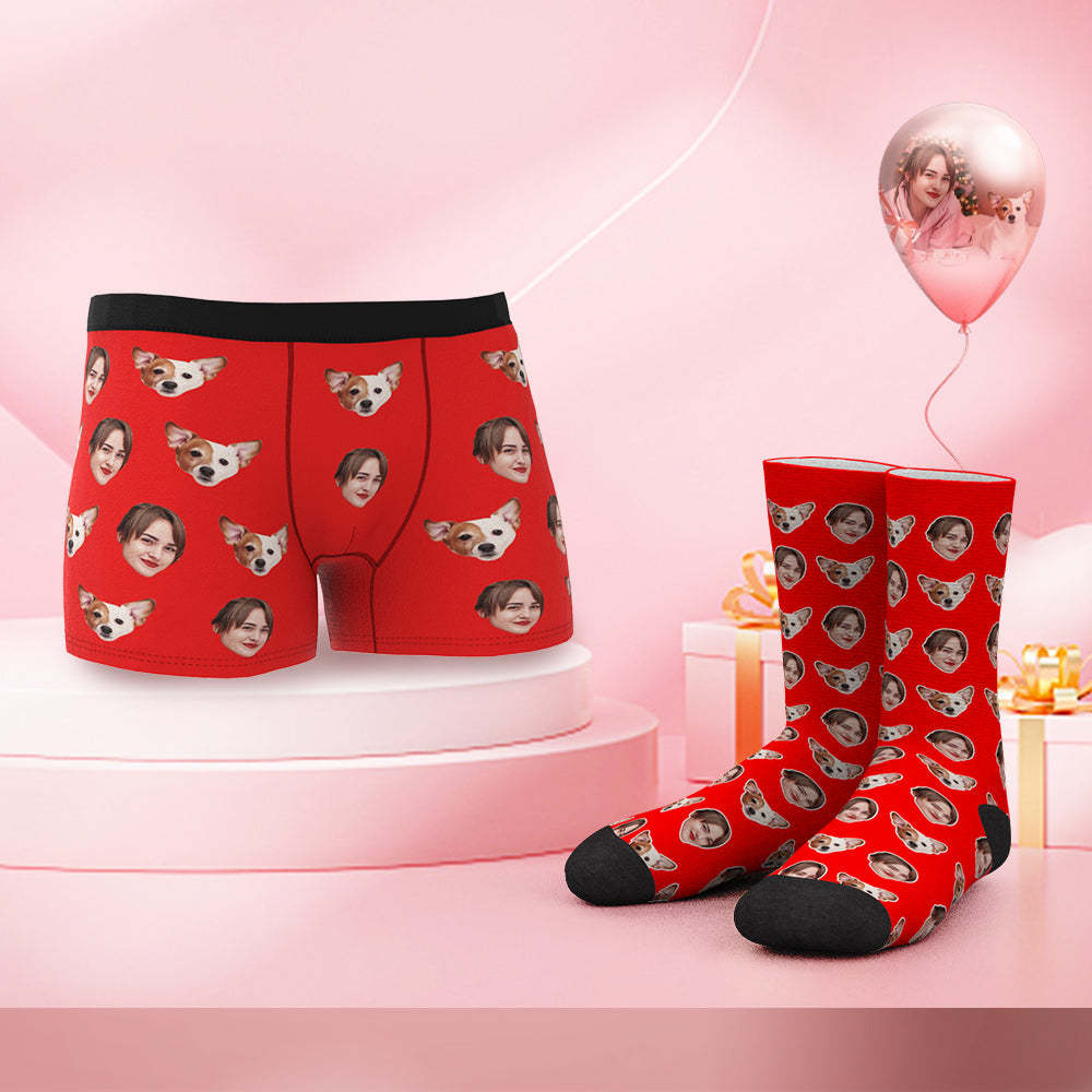 Benutzerdefinierte Face Boxer Shorts und Socken Set SIE UND ICH