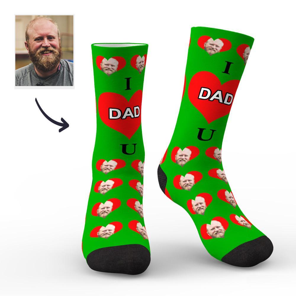 Benutzerdefinierte Gesichtssocken „i Love Dad" Bunt - DePhotoBoxer