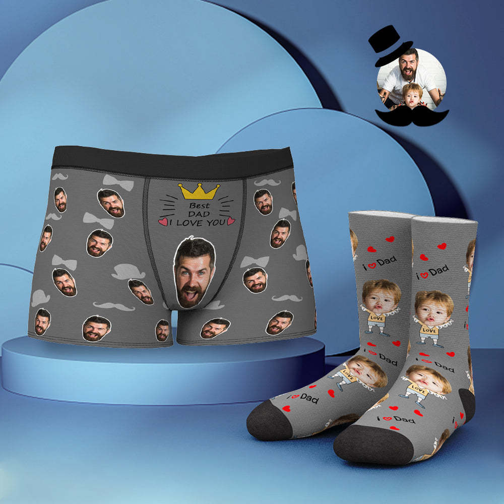 Benutzerdefinierte Face Boxer Shorts und Socken Set I LOVE DAD