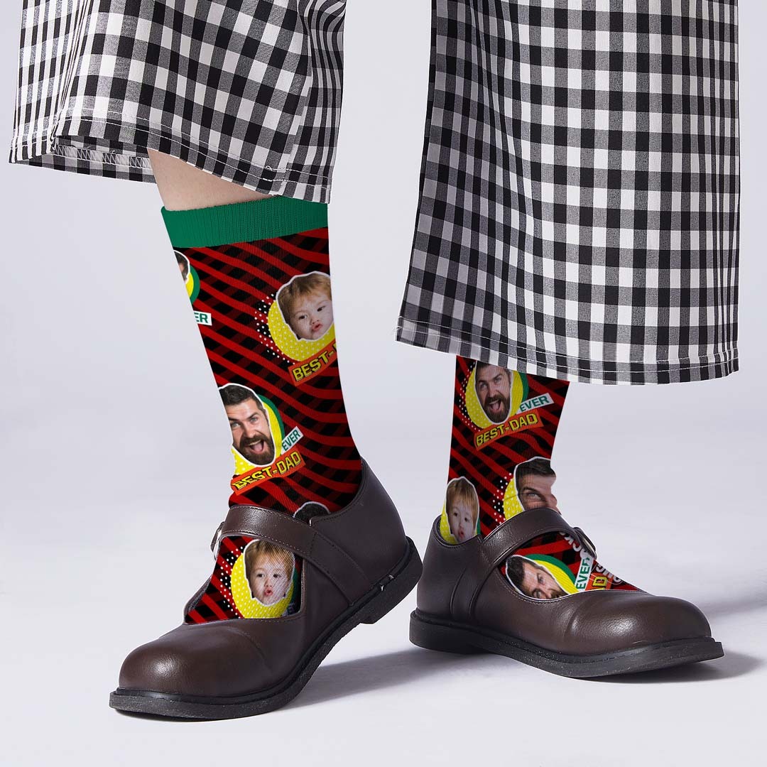 Best Dad Ever Face Socken - DePhotoBoxer