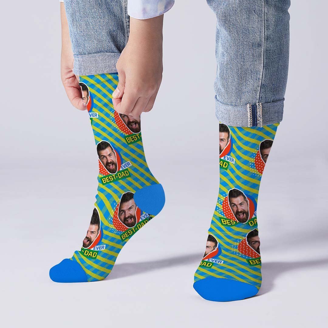 Best Dad Ever Face Socken - DePhotoBoxer