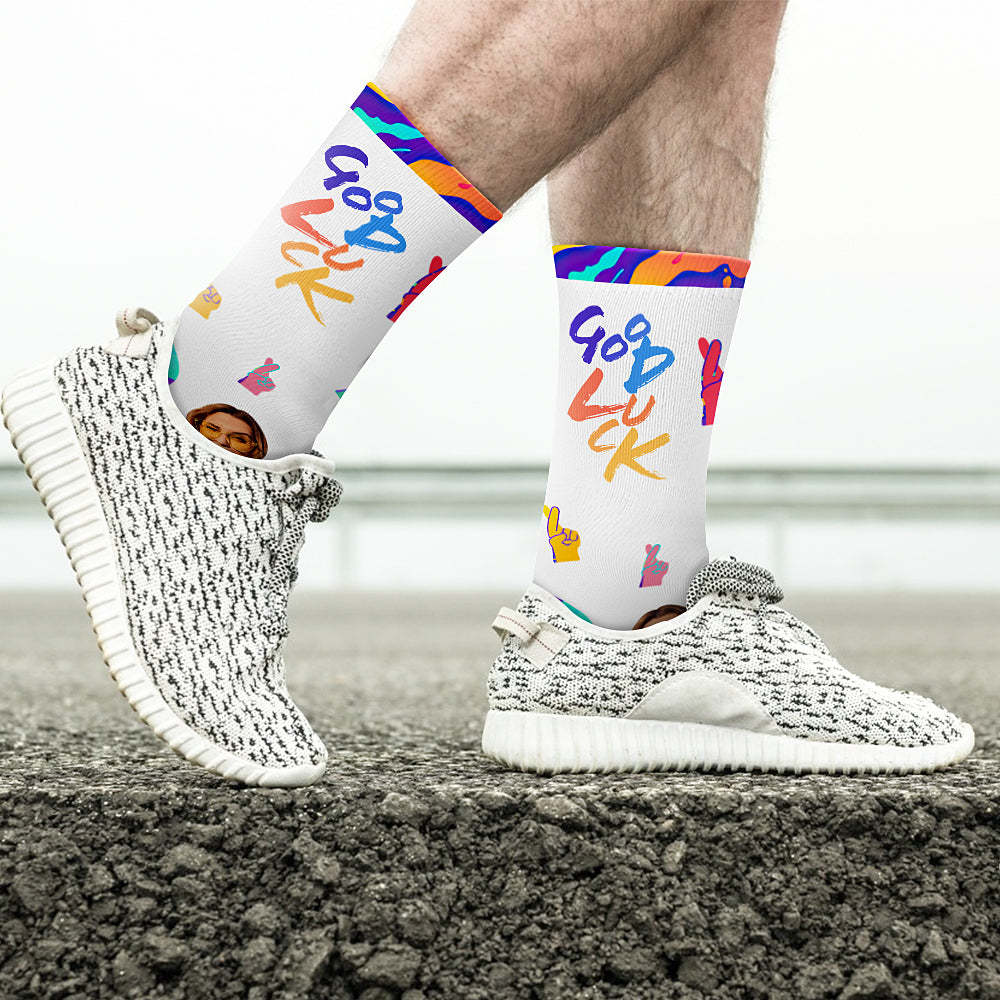 Benutzerdefinierte Foto-gebärdensprache-socken Asl-socken – Viel Glück - DePhotoBoxer