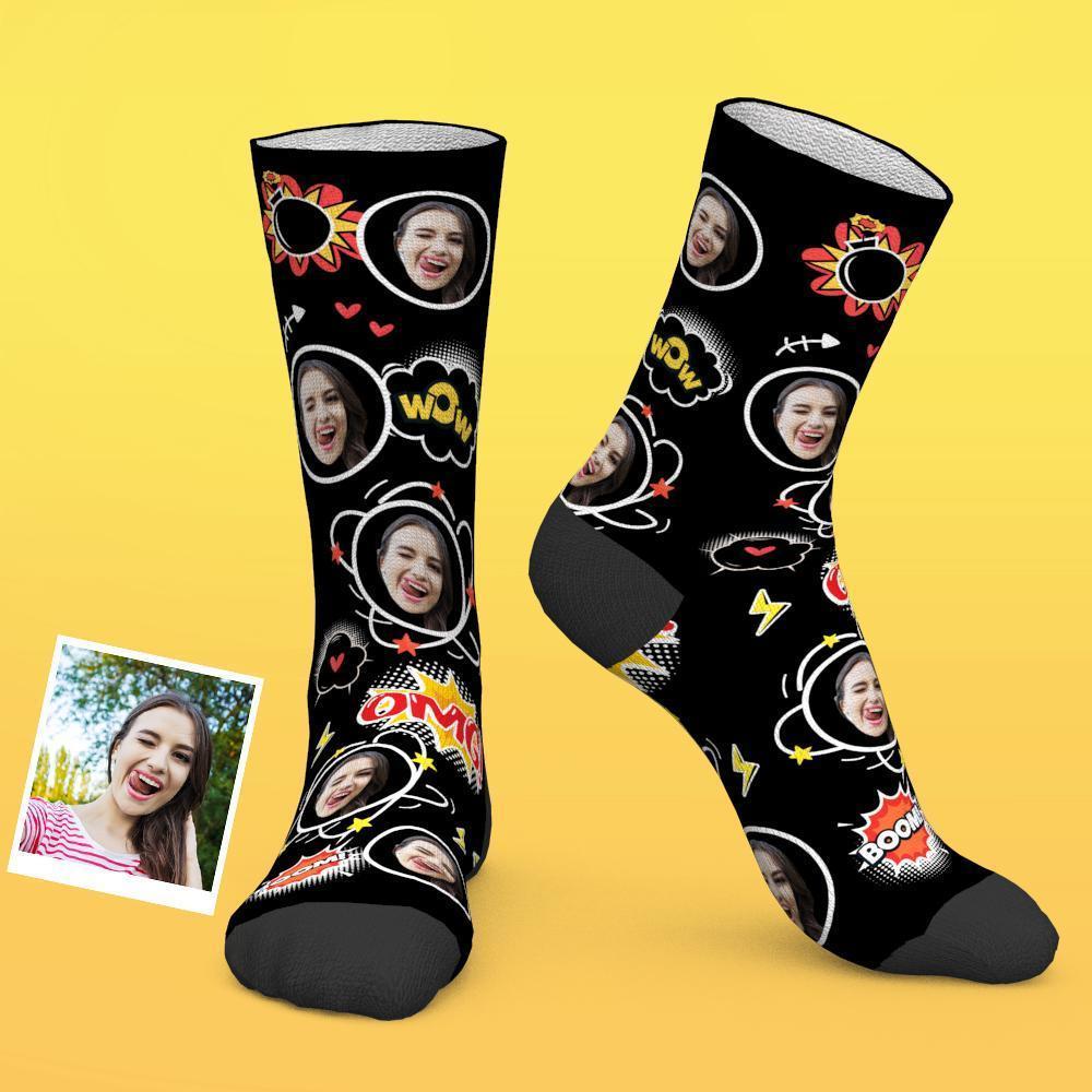 Personalisierte Socken Mit Personalisierten Fotos Im Pop-art-stil. Bringen Sie Ihr Gesicht Auf Lustige Socken - DePhotoBoxer