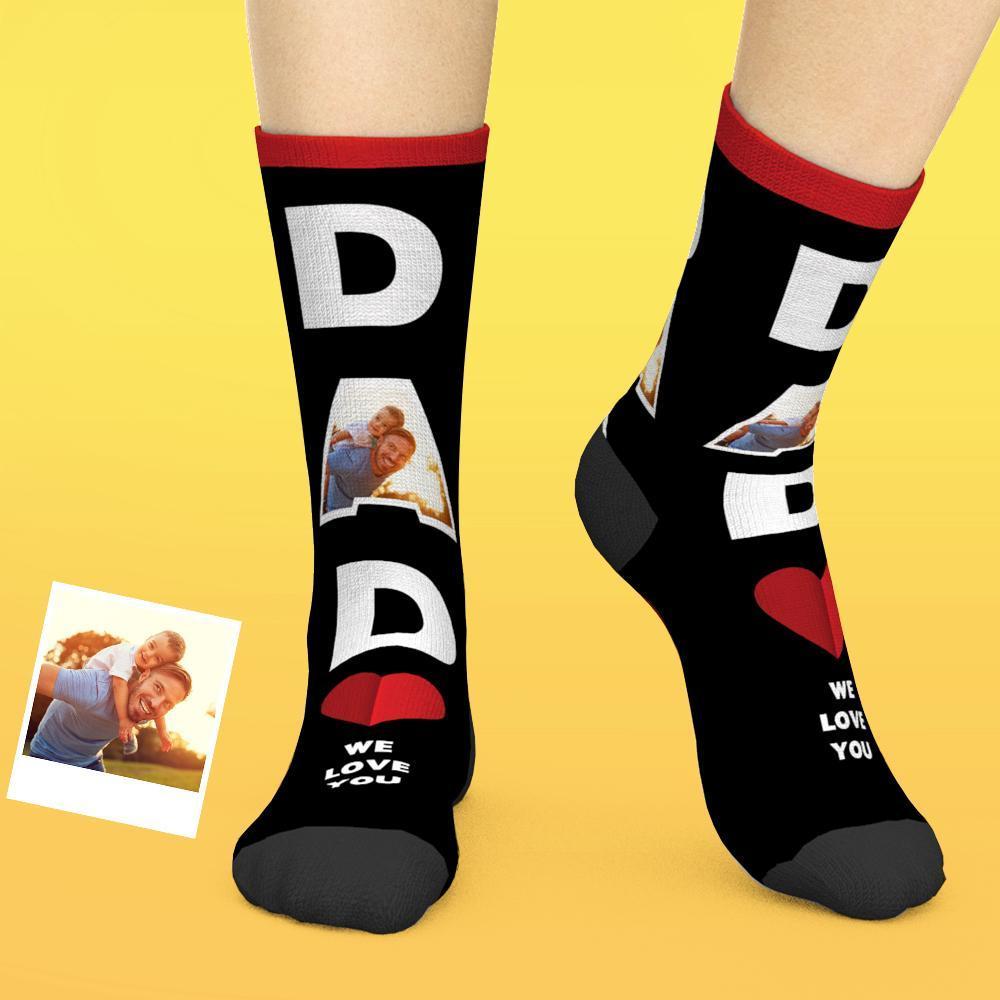 Benutzerdefinierte Gesichtssocken Papa, Wir Lieben Dich, Geschenke Für Papa - DePhotoBoxer