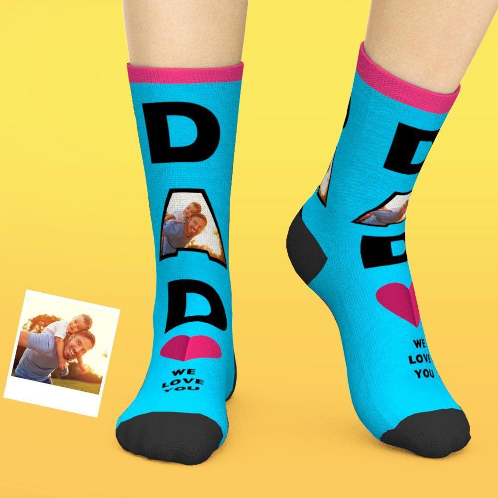 Benutzerdefinierte Gesichtssocken Papa, Wir Lieben Dich, Geschenke Für Papa - DePhotoBoxer