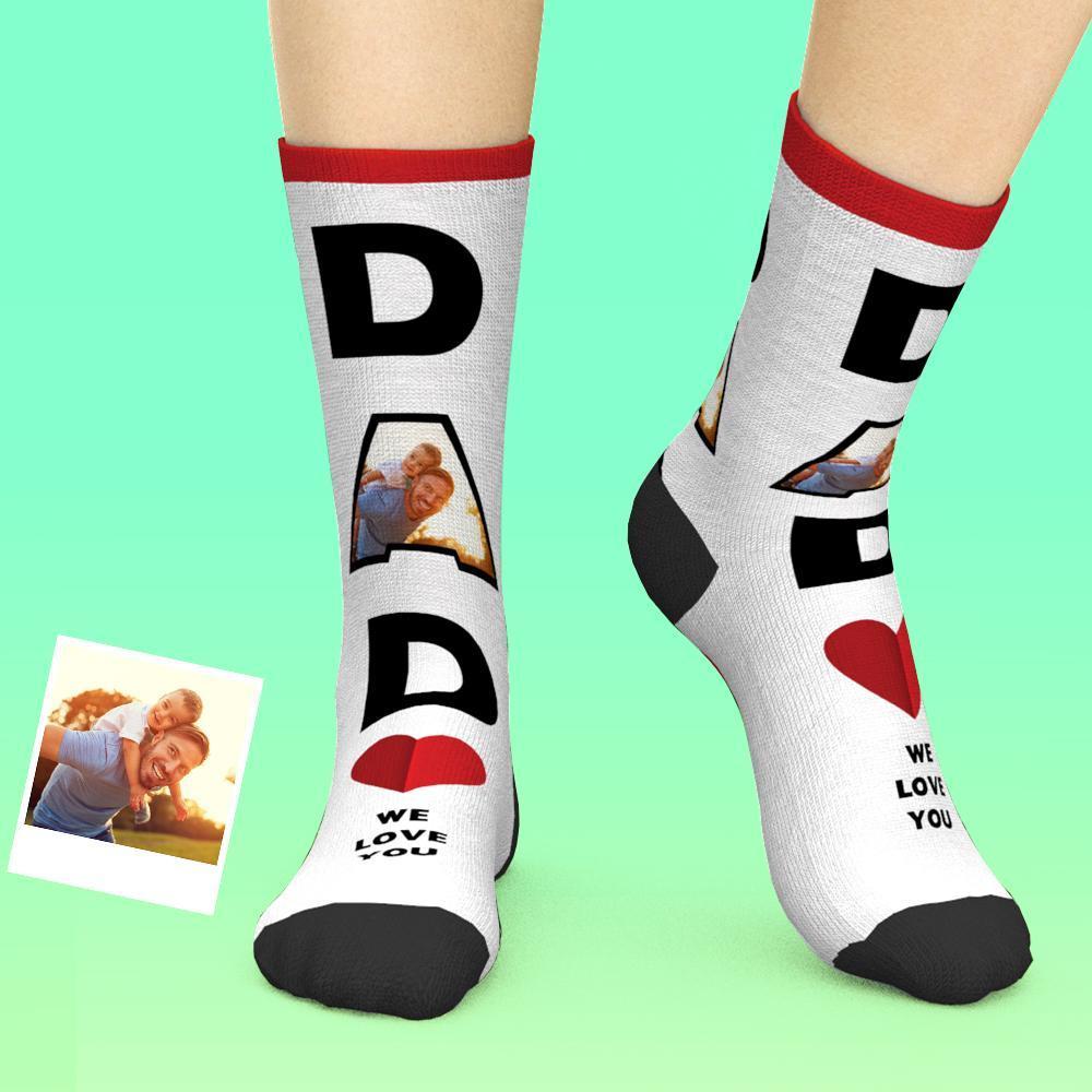 Benutzerdefinierte Gesichtssocken Papa, Wir Lieben Dich, Geschenke Für Papa - DePhotoBoxer