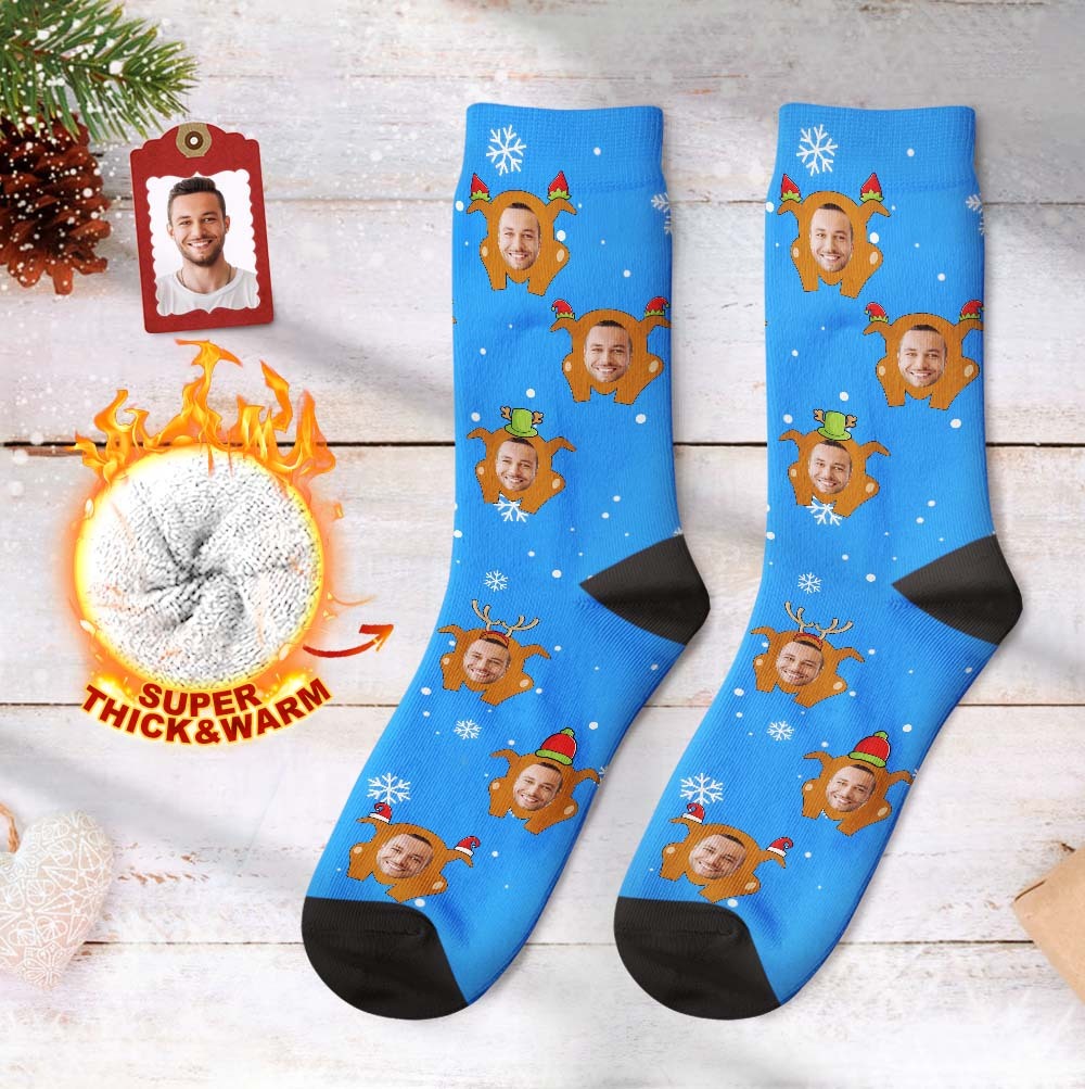 Benutzerdefinierte dicke Socken Foto 3D Digital Gedruckte Socken Herbst Winter Warme Weihnachten Socken für Bunte