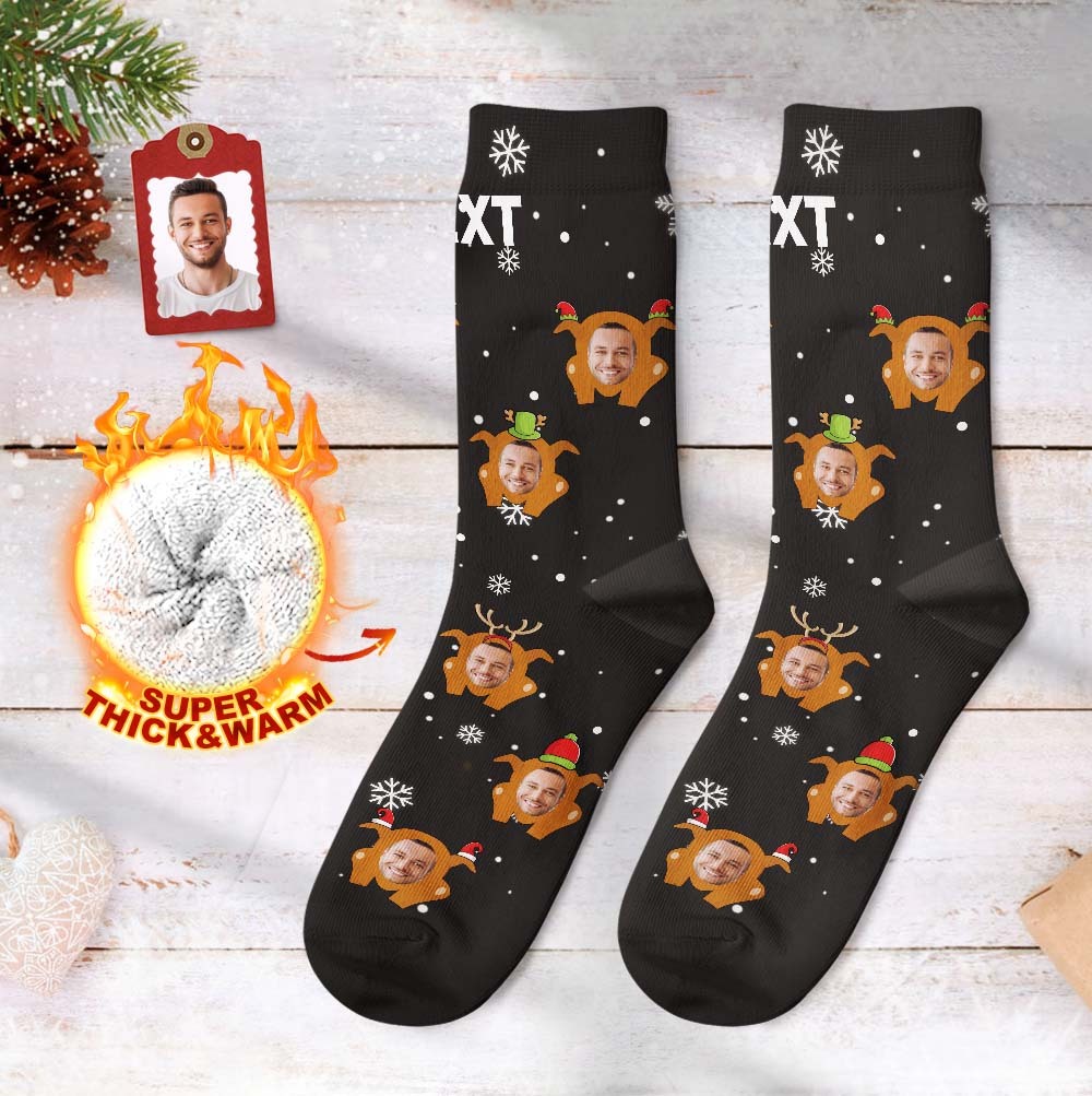 Benutzerdefinierte dicke Socken Foto 3D Digital Gedruckte Socken Herbst Winter Warme Weihnachten Socken für Bunte