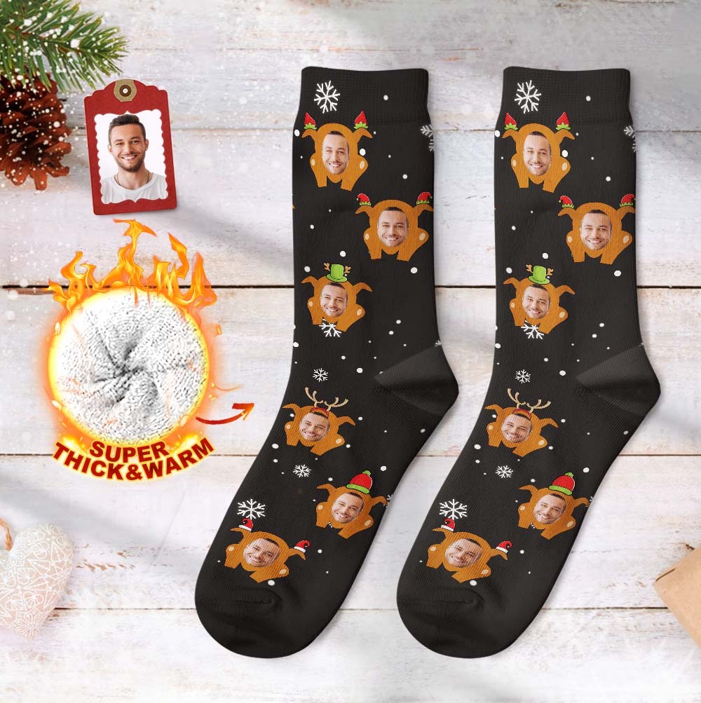 Benutzerdefinierte dicke Socken Foto 3D Digital Gedruckte Socken Herbst Winter Warme Weihnachten Socken für Bunte