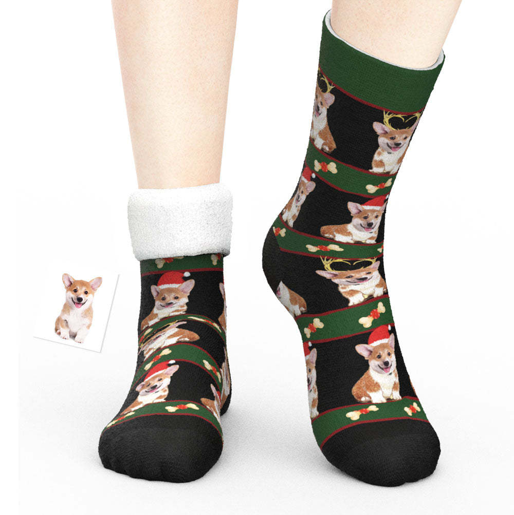 Benutzerdefinierte Foto Dicke Socken 3D Digital Gedruckte Socken Herbst Winter Warme Socken Weihnachtsgeschenk für Haustier Liebhaber
