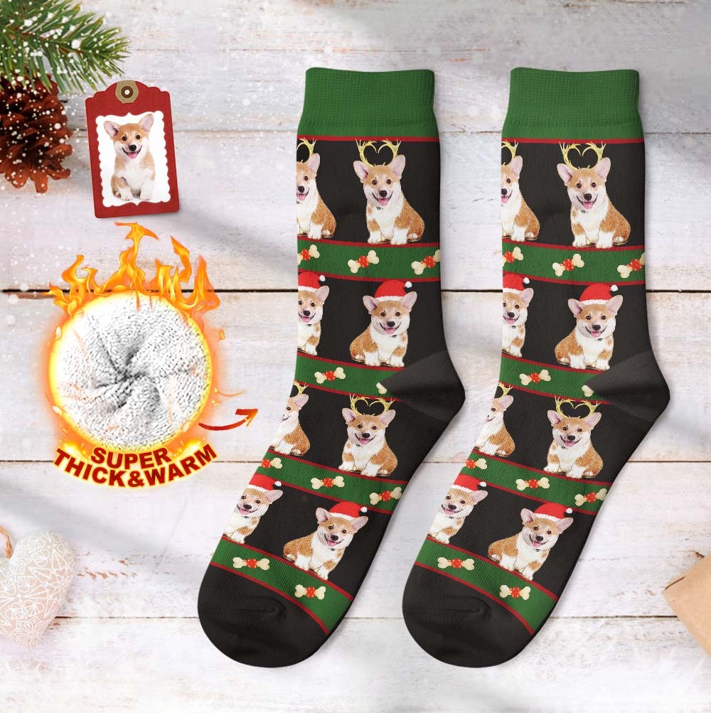 Benutzerdefinierte Foto Dicke Socken 3D Digital Gedruckte Socken Herbst Winter Warme Socken Weihnachtsgeschenk für Haustier Liebhaber