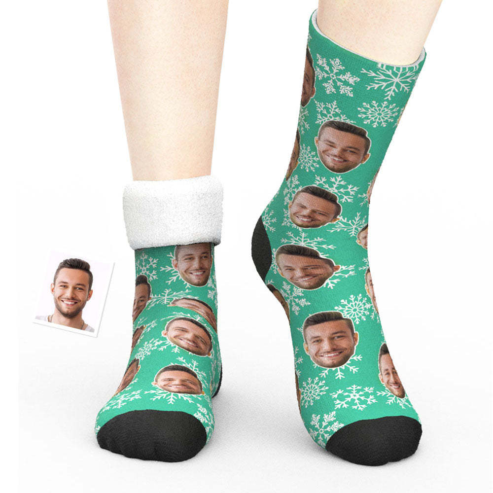 Benutzerdefinierte Gesicht Dicke Socken 3D Digital Gedruckte Socken Herbst Winter Warme Socken Weihnachtsgeschenk für Schneeflocke