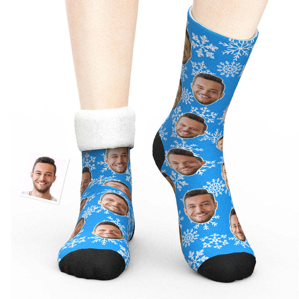 Benutzerdefinierte Gesicht Dicke Socken 3D Digital Gedruckte Socken Herbst Winter Warme Socken Weihnachtsgeschenk für Schneeflocke
