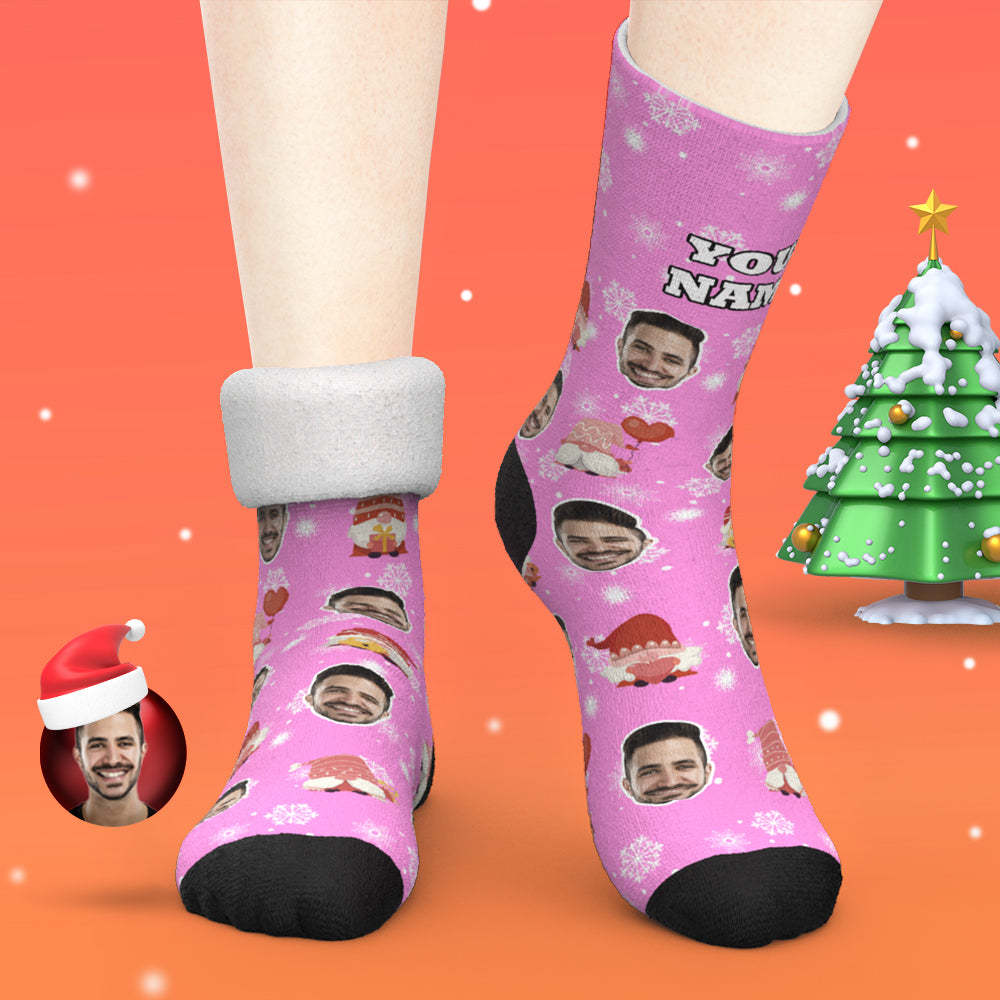 Rosa Weihnachten benutzerdefinierte dicke Socken Foto 3D Digital gedruckte Socken Herbst Winter warme Socken süßes Geschenk