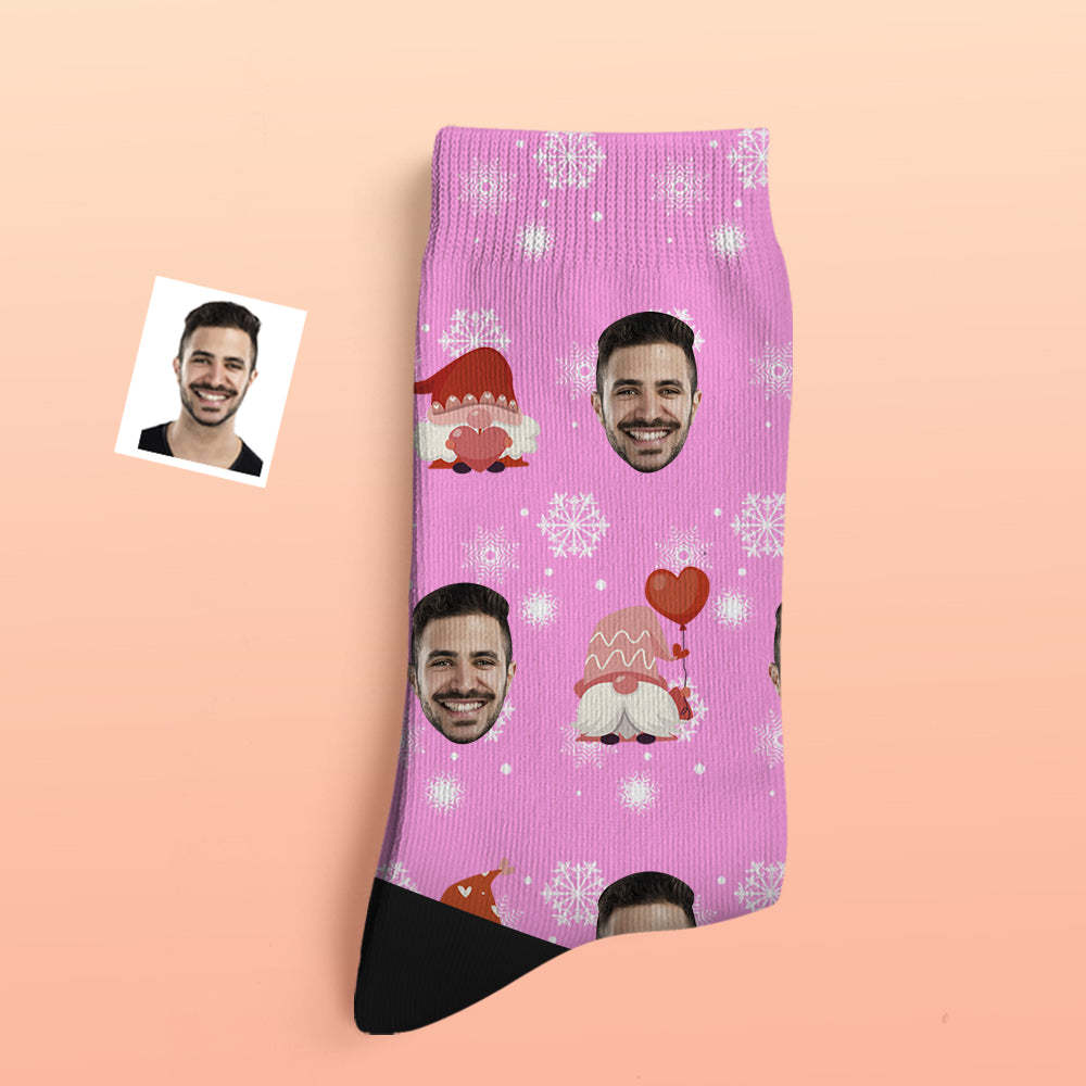 Rosa Weihnachten benutzerdefinierte dicke Socken Foto 3D Digital gedruckte Socken Herbst Winter warme Socken süßes Geschenk