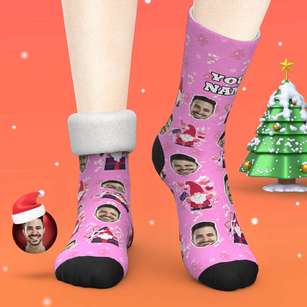 Rosa Weihnachten benutzerdefinierte dicke Socken Foto 3D Digital gedruckte Socken Herbst Winter warme Socken