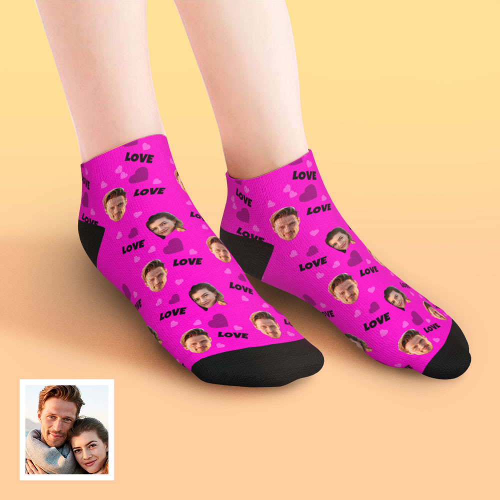 Custom Low Cut Ankle Face Socks For Family - Love - DePhotoBoxer