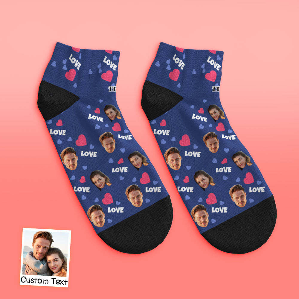 Custom Low Cut Ankle Face Socks For Family - Love - DePhotoBoxer