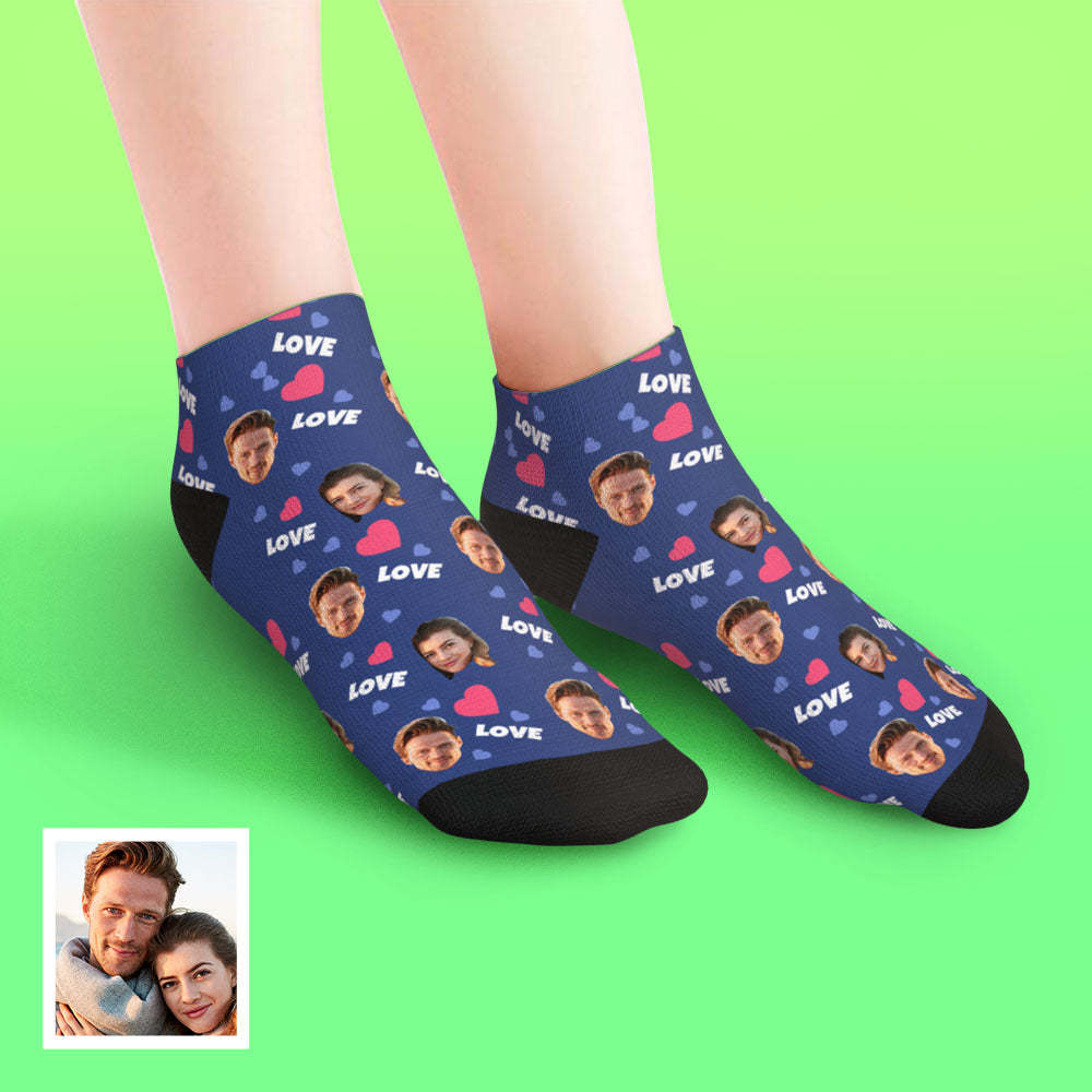 Custom Low Cut Ankle Face Socks For Family - Love - DePhotoBoxer