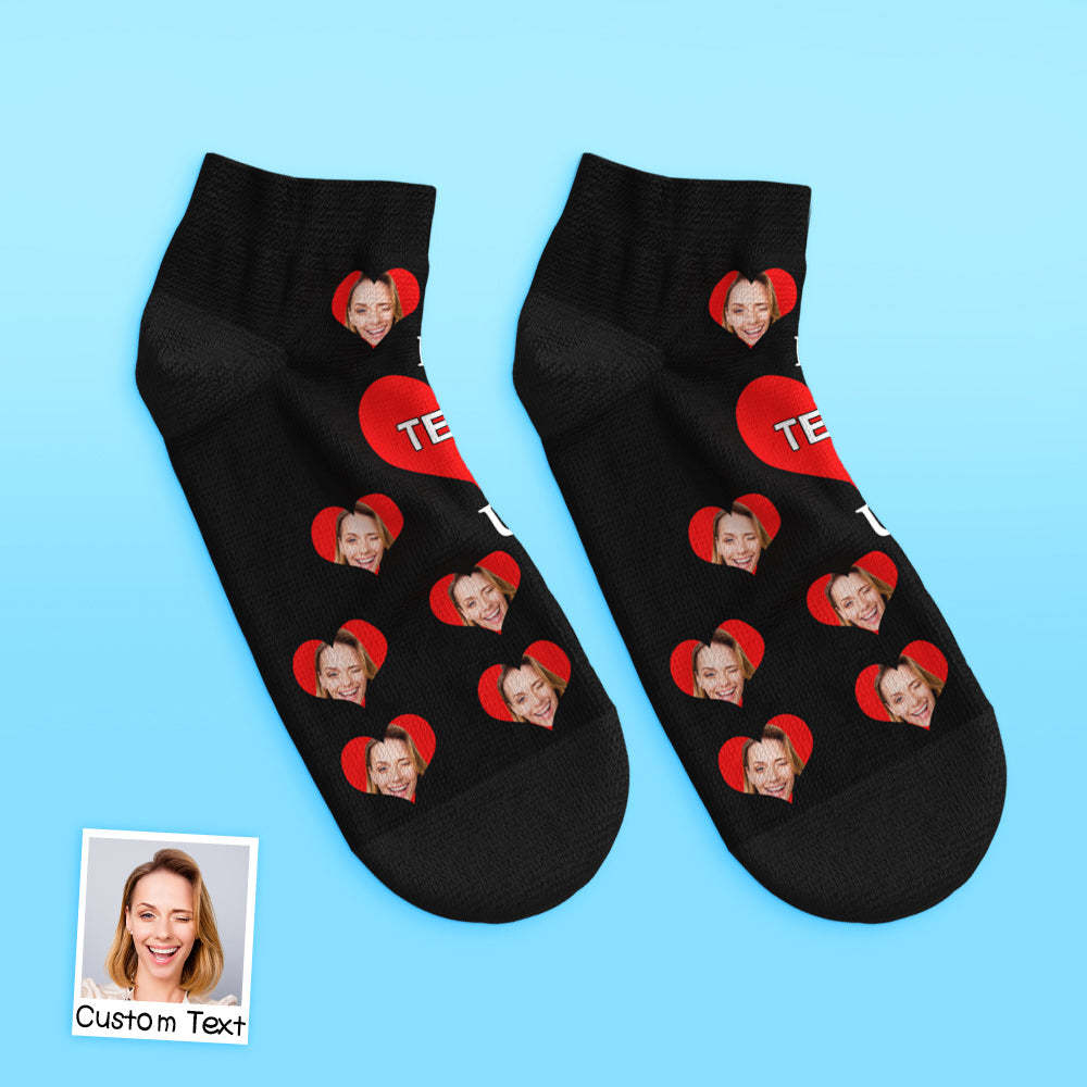 Custom Low Cut Ankle Face Socks I Love Mom - DePhotoBoxer