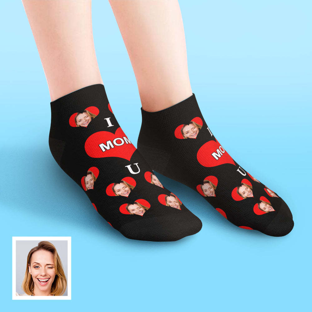 Custom Low Cut Ankle Face Socks I Love Mom - DePhotoBoxer