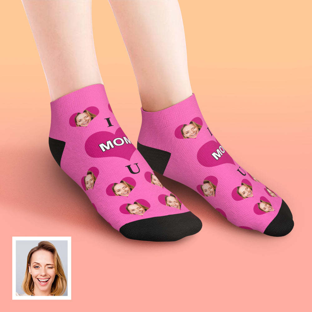 Custom Low Cut Ankle Face Socks I Love Mom - DePhotoBoxer