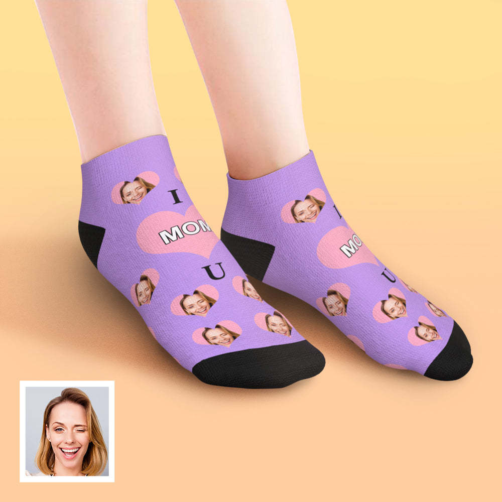 Custom Low Cut Ankle Face Socks I Love Mom - DePhotoBoxer