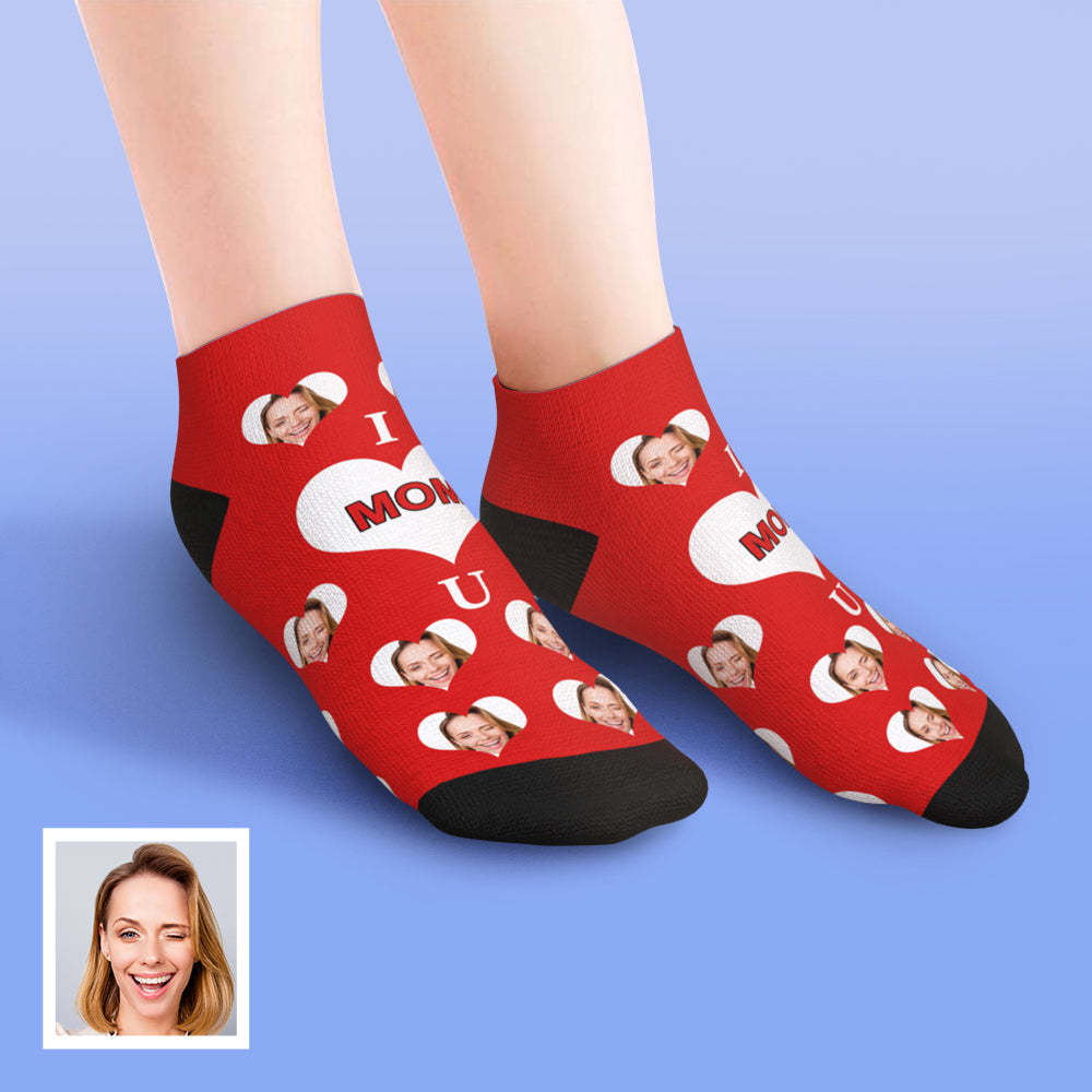 Custom Low Cut Ankle Face Socks I Love Mom - DePhotoBoxer