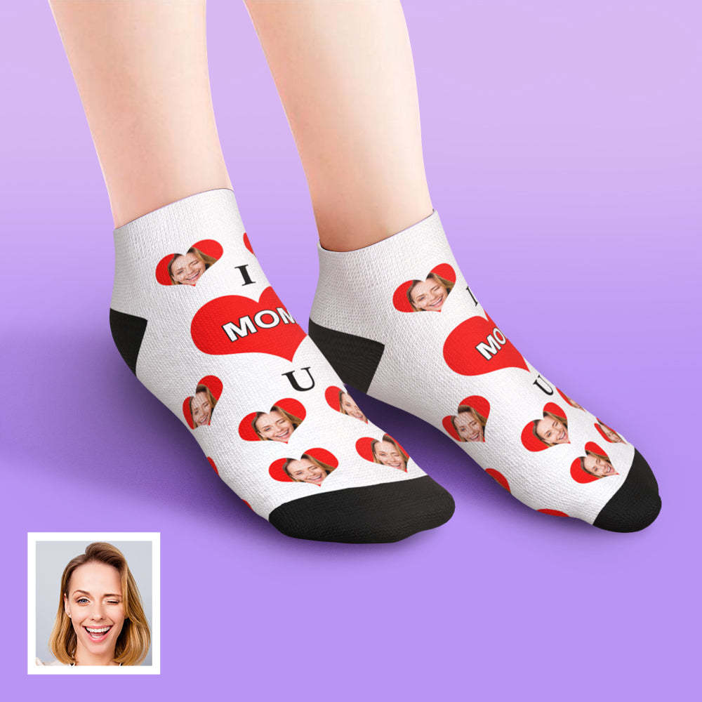 Custom Low Cut Ankle Face Socks I Love Mom - DePhotoBoxer