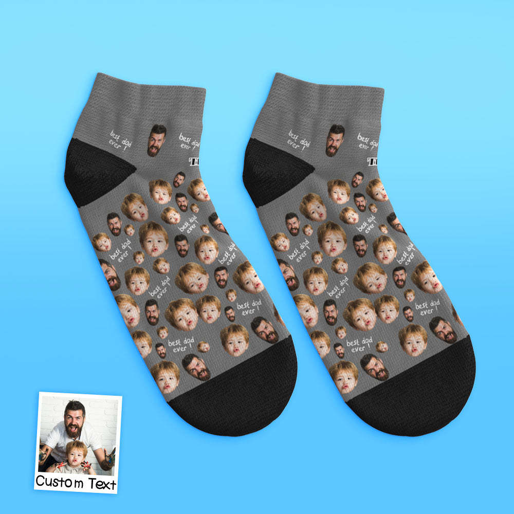 Custom Low Cut Ankle Face Socks To The Best Dad - DePhotoBoxer
