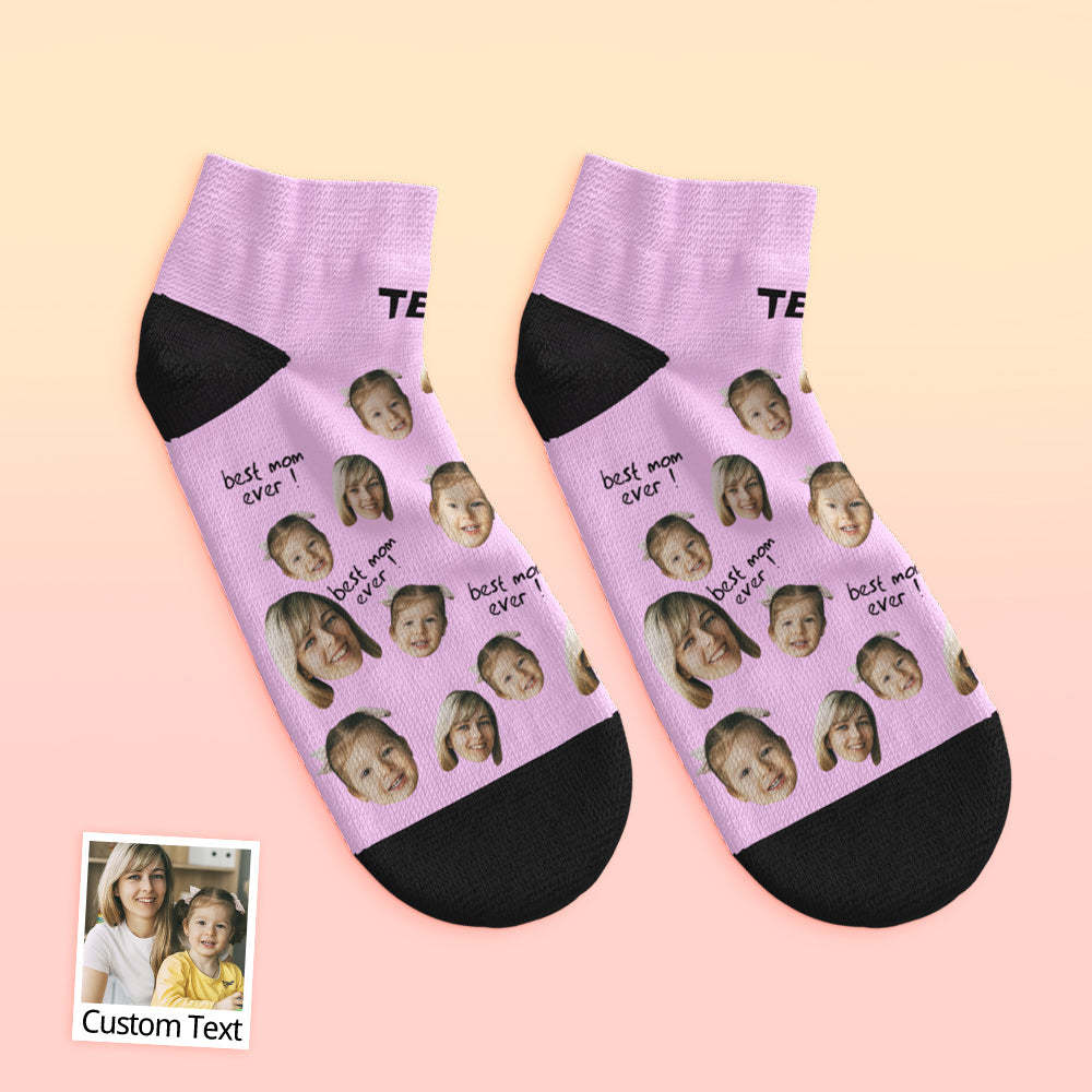 Custom Low Cut Ankle Face Socks For Mother Best Mom Ever - DePhotoBoxer