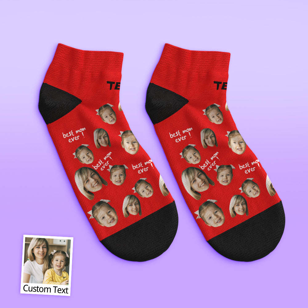 Custom Low Cut Ankle Face Socks For Mother Best Mom Ever - DePhotoBoxer